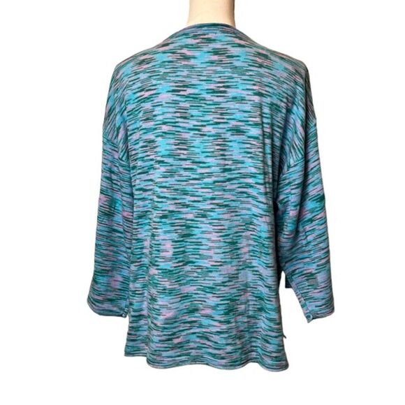 Jason Wu V-Neck Sweater Space Dye Teal Green Pink Size Large - Picture 5 of 10